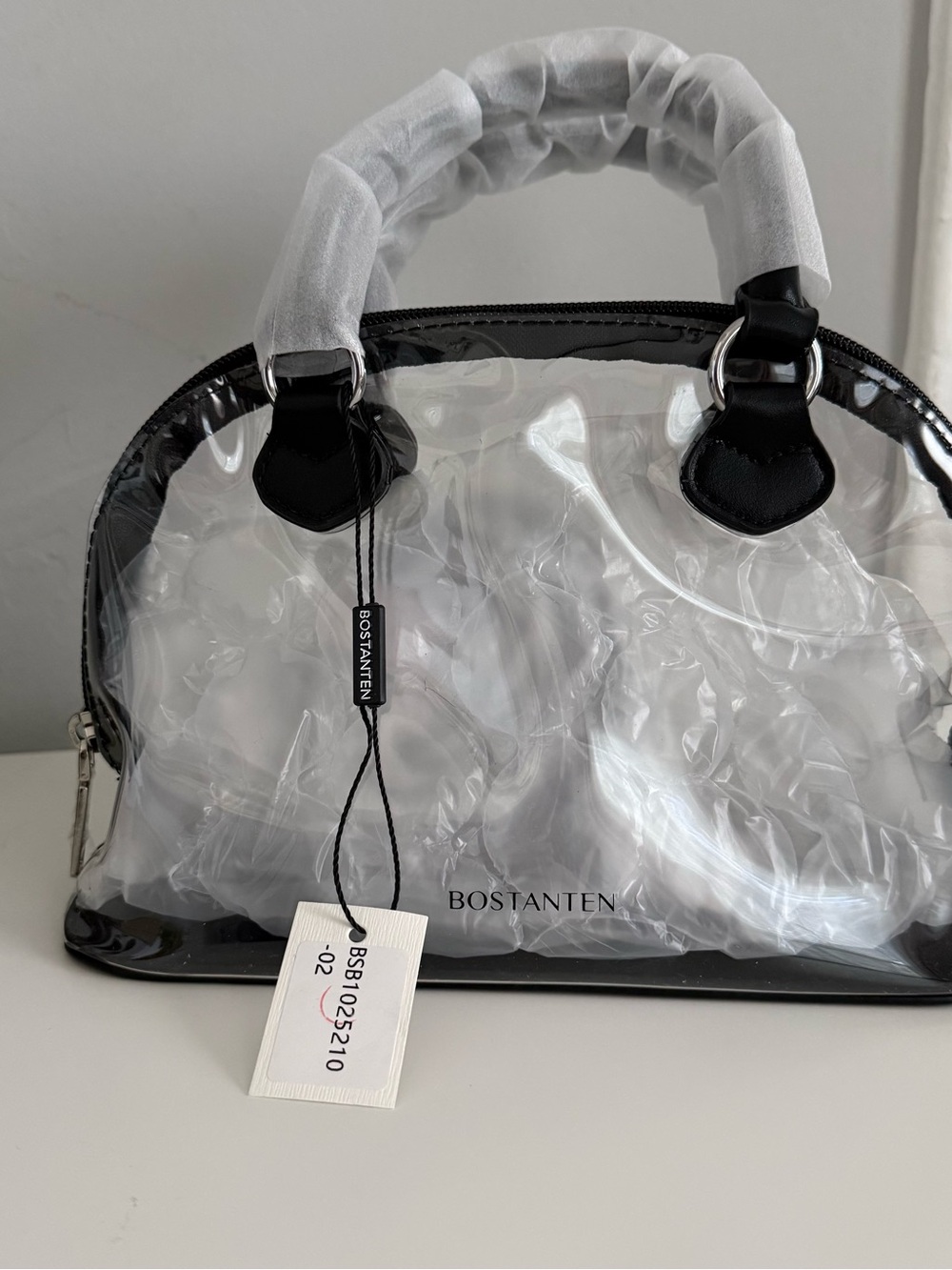 Bostanten Clear Dome Stadium Crossbody Bag with Black Trim